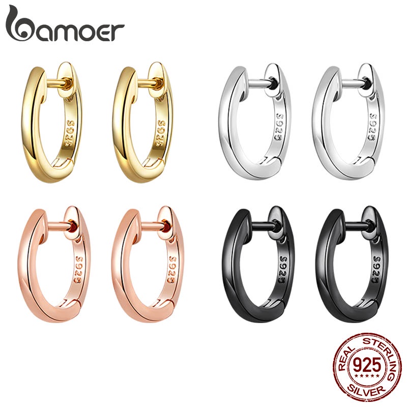 Bamoer 3 Cor Prata Ouro Rosa De Moda Brinco Para Feminino Simples Clipe Ouvido Authentic 925 SCE808 Bamoer 3 Cor Prata Ouro Rosa De Moda Brinco Para Feminino Simples Clipe Ouvido Authentic 925 SCE808