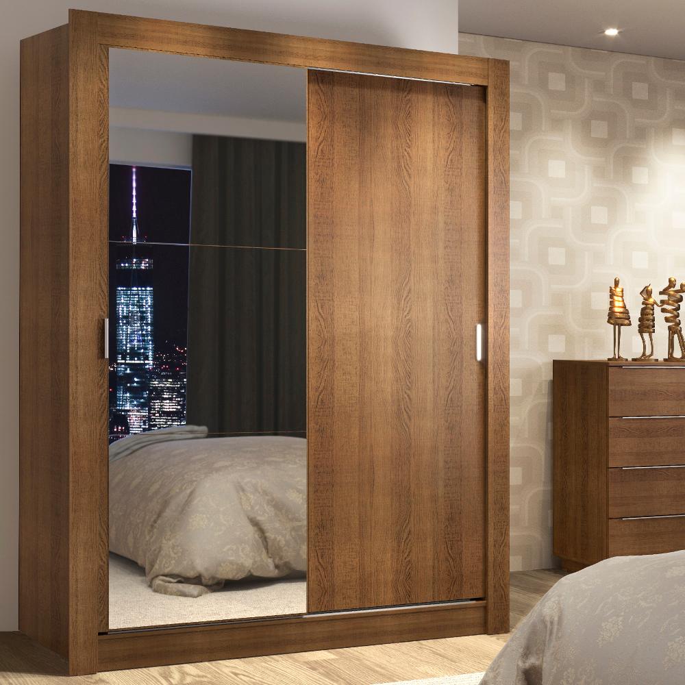Guarda Roupa Solteiro 2 Portas de Correr com Espelho Rustic Madesa Denver Guarda Roupa Solteiro 2 Portas de Correr com Espelho Rustic Madesa Denver