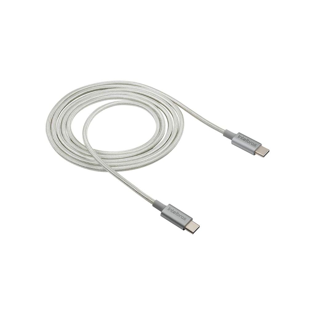 Cabo USB-C – USB-C 1,5m nylon branco Intelbras EUCC 15NB Cabo USB-C – USB-C 1,5m nylon branco Intelbras EUCC 15NB