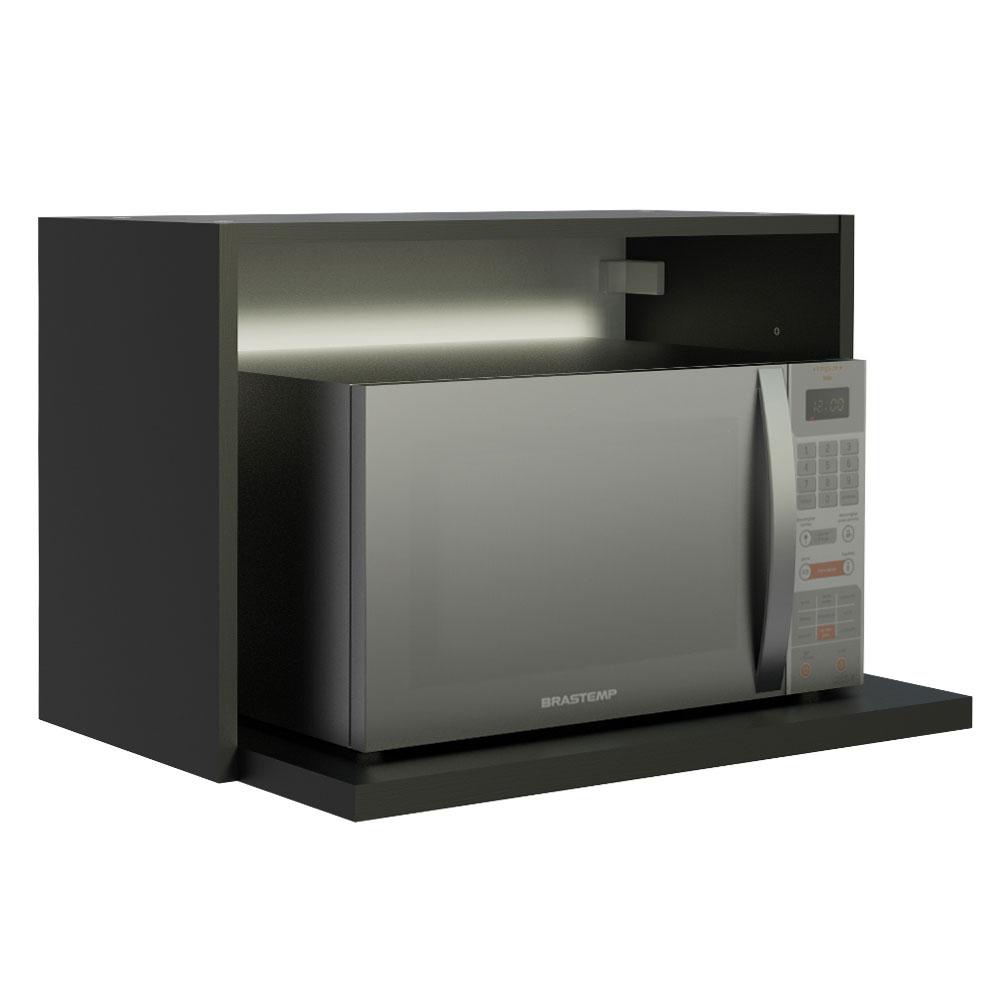 Armário Aéreo Madesa para Reims, Lux, Glamy 60 cm com Nicho para Microondas e Forno Elétrico – Preto Armário Aéreo Madesa para Reims, Lux, Glamy 60 cm com Nicho para Microondas e Forno Elétrico – Preto