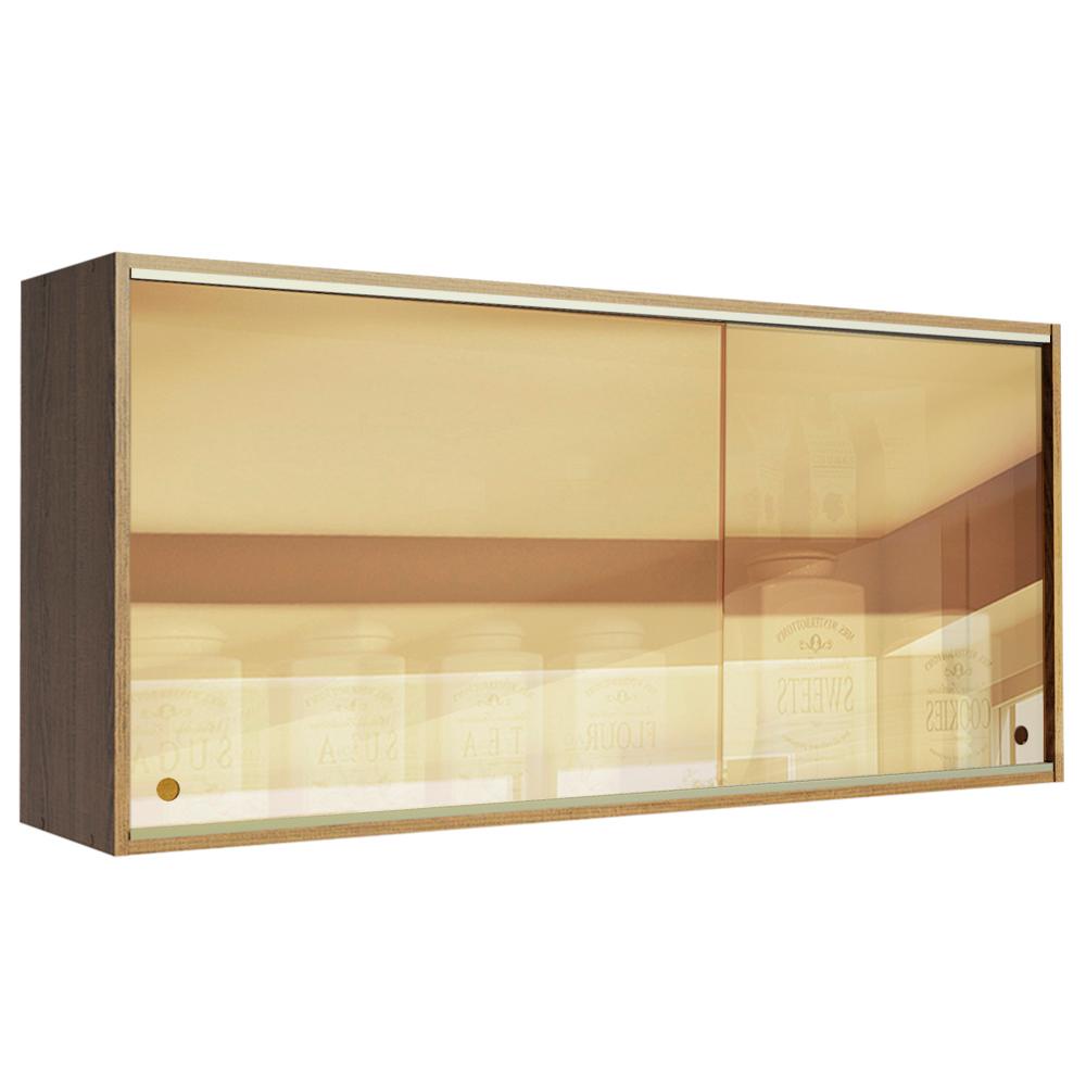 Armário de Cozinha Aéreo 2 Portas de Correr de Vidro Reflex Rustic Emilly Madesa Armário de Cozinha Aéreo 2 Portas de Correr de Vidro Reflex Rustic Emilly Madesa