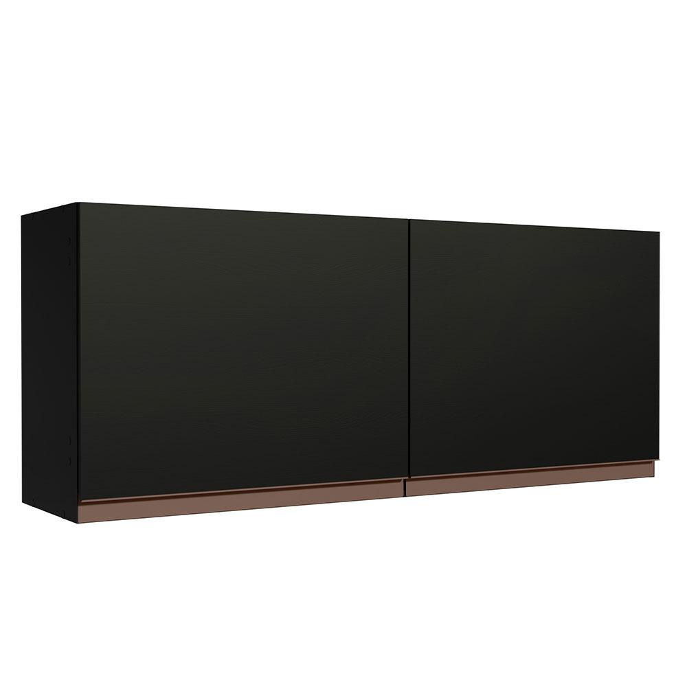 Armário de Cozinha Aéreo 120 x 50 cm 2 Portas Preto Reims Madesa Armário de Cozinha Aéreo 120 x 50 cm 2 Portas Preto Reims Madesa
