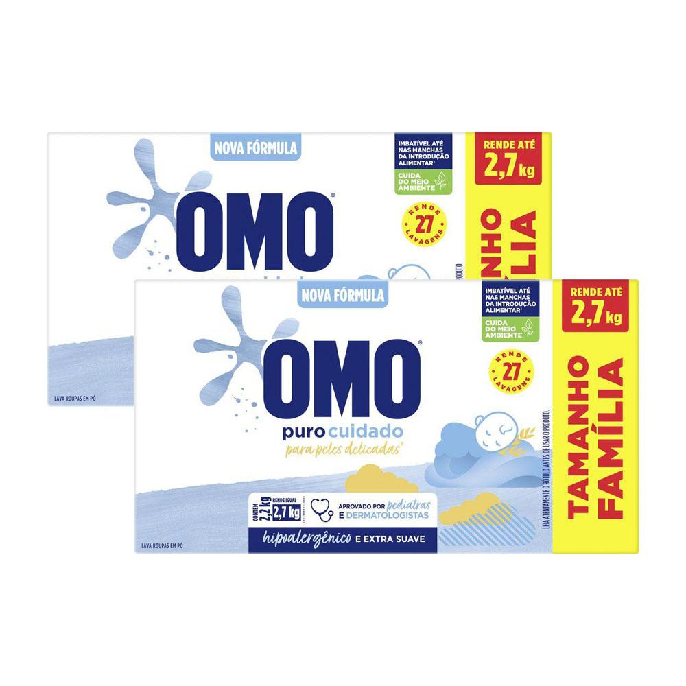 Kit 2 Lava Roupas em Pó Omo Puro Cuidado 2,2kg Kit 2 Lava Roupas em Pó Omo Puro Cuidado 2,2kg
