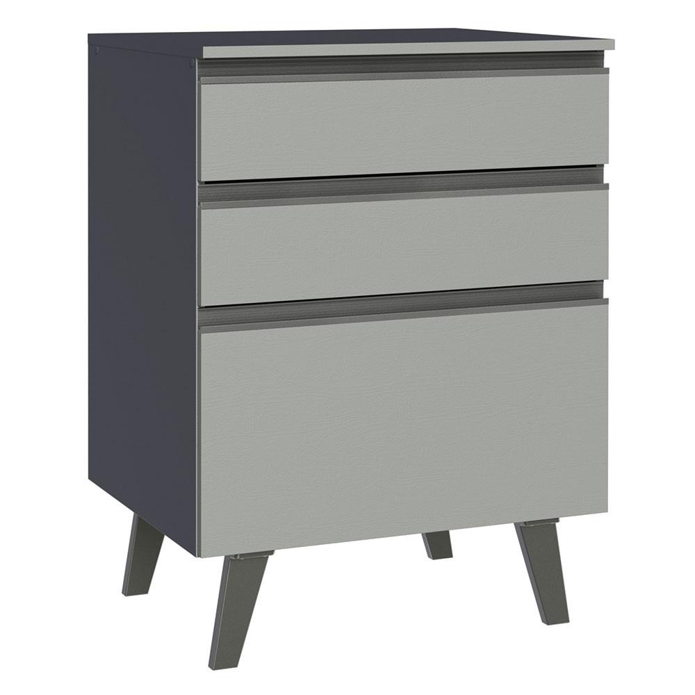 Balcão 60 cm 3 Gavetas Com Pés Cinza Nice Madesa Balcão 60 cm 3 Gavetas Com Pés Cinza Nice Madesa