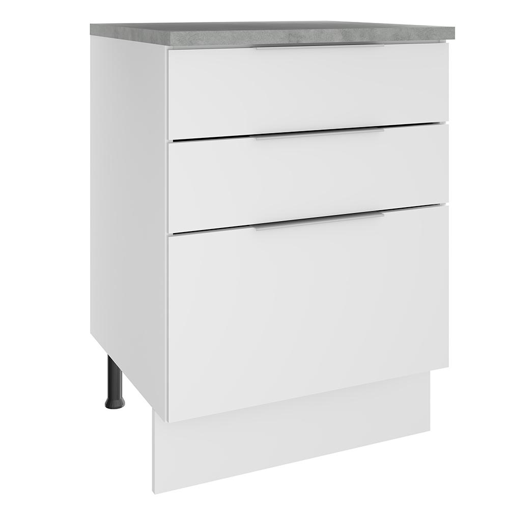Balcão Madesa Stella 60 cm 3 Gavetas – Branco