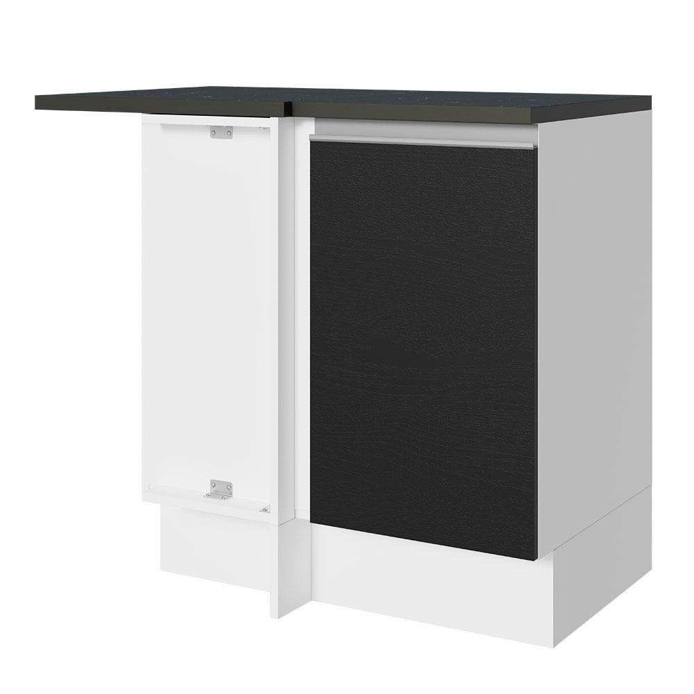 Balcão Armário de Cozinha de Canto 100% MDF 1 Porta Branco/Preto Acordes Madesa Balcão Armário de Cozinha de Canto 100% MDF 1 Porta Branco/Preto Acordes Madesa