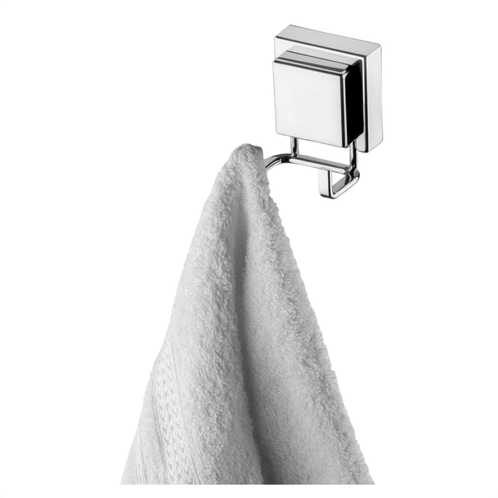 Gancho Duplo para Banheiro Lavabo com Ventosa Resistente Sem furos Cromada Future Gancho Duplo para Banheiro Lavabo com Ventosa Resistente Sem furos Cromada Future