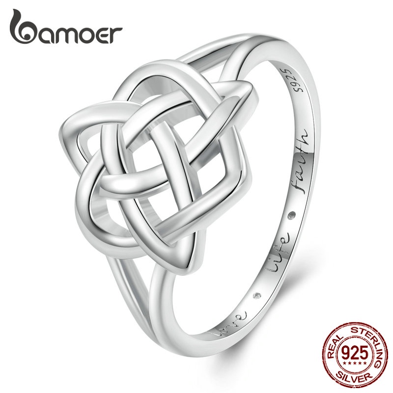 Bamoer 925 Prata Simples Anel De Nó Celtico Moda Joalheria Para Mulheres Bamoer 925 Prata Simples Anel De Nó Celtico Moda Joalheria Para Mulheres