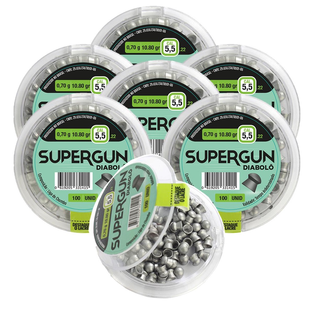 7 Chumbinhos Supergun 5.5mm 700 Unidades – Technogun 7 Chumbinhos Supergun 5.5mm 700 Unidades – Technogun