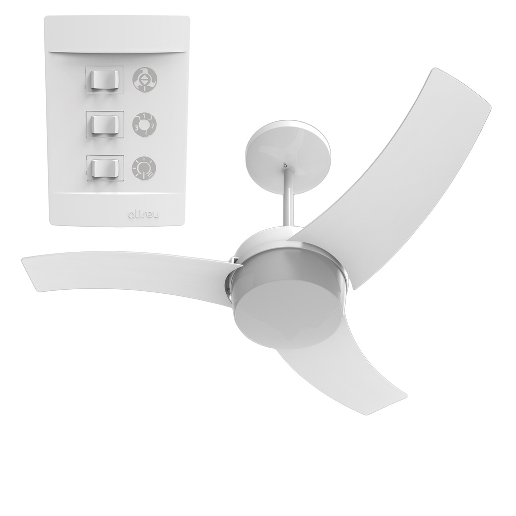 Ventilador De Teto Silencioso Aliseu Wave Branco Com Controle De Parede Ventilador De Teto Silencioso Aliseu Wave Branco Com Controle De Parede