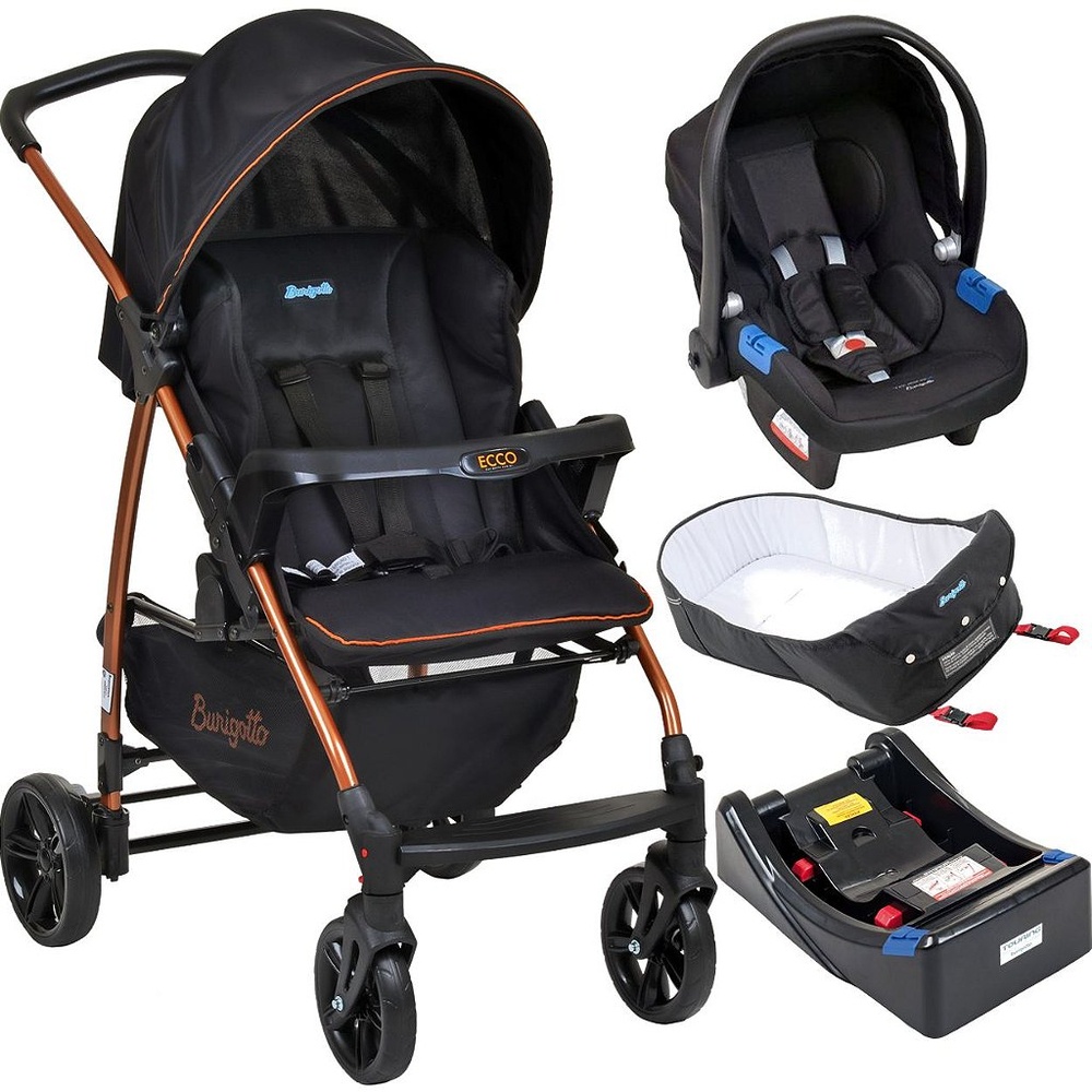 Carrinho Bebe Conforto Base Ninho Burigotto Ecco Preto Bronze Carrinho Bebe Conforto Base Ninho Burigotto Ecco Preto Bronze