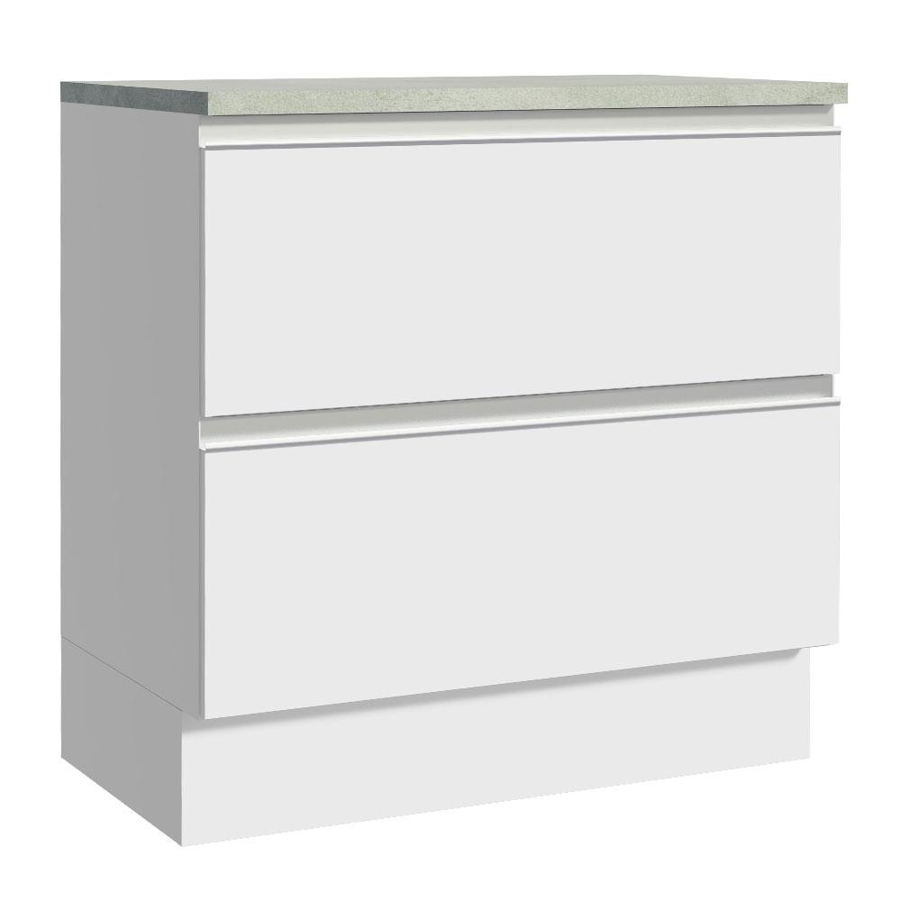 Balcão Armário de Cozinha 80 cm 2 Gavetas Branco Glamy Madesa Balcão Armário de Cozinha 80 cm 2 Gavetas Branco Glamy Madesa