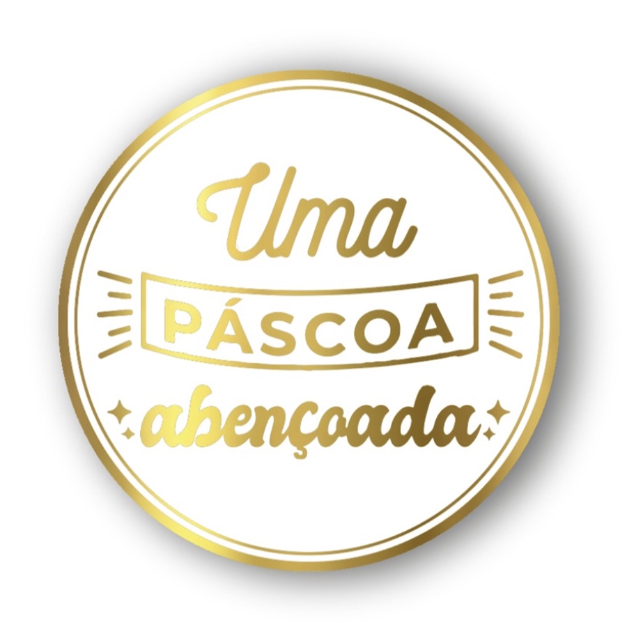 Adesivo “Uma Páscoa abençoada” – Ref.2143 – Hot Stamping – Dourado – 50 unidades – Stickr – Rizzo Adesivo “Uma Páscoa abençoada” – Ref.2143 – Hot Stamping – Dourado – 50 unidades – Stickr – Rizzo