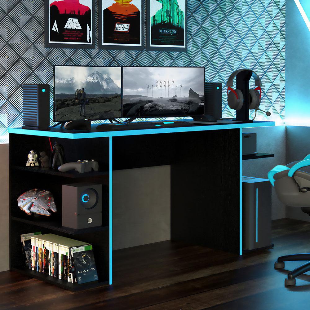 Mesa Computador Gamer Madesa 9409 – Preto/Azul Mesa Computador Gamer Madesa 9409 – Preto/Azul