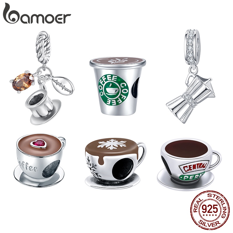 Bamoer 925 Silver Hot sale Coffee Hanging Beads Diy Fashion Acessórios Para Mulheres E Estudantes Bamoer 925 Silver Hot sale Coffee Hanging Beads Diy Fashion Acessórios Para Mulheres E Estudantes