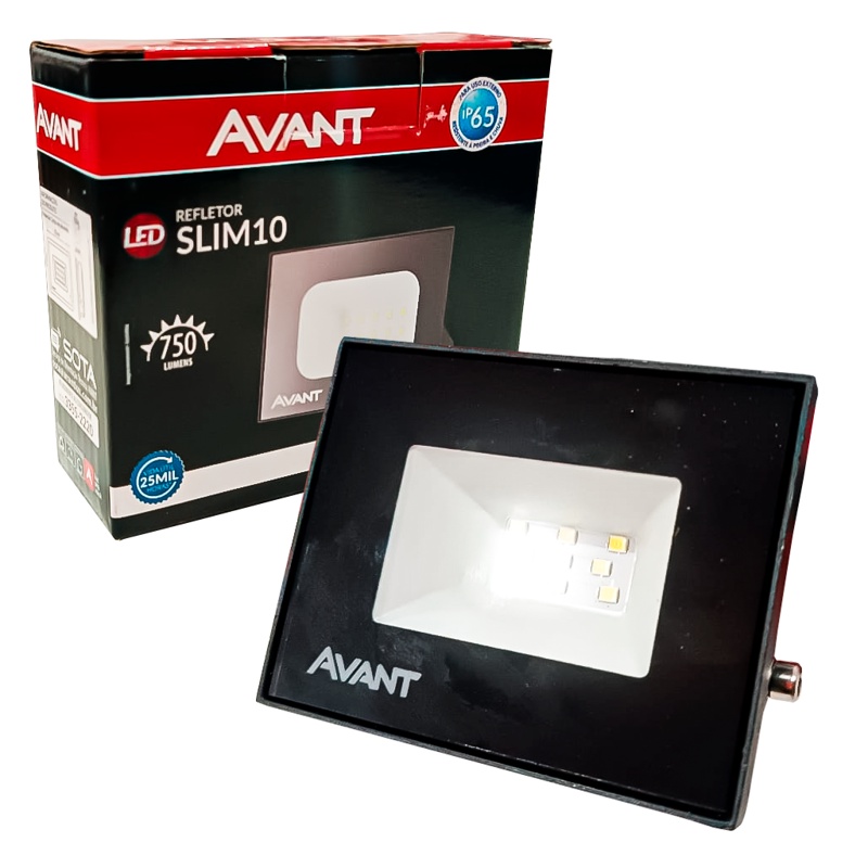 Refletor De LED Slim Preto 6500K Bivolt 10W IP65 A Prova D’ Água Iluminação – AVANT Original Refletor De LED Slim Preto 6500K Bivolt 10W IP65 A Prova D’ Água Iluminação – AVANT Original
