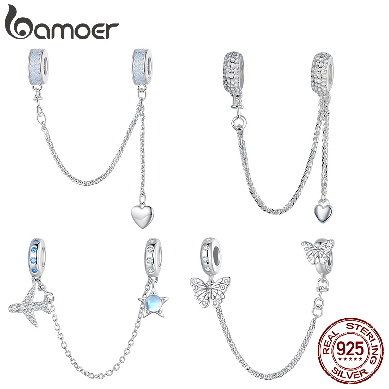 Bamoer Aviões De Prata Esterlina 925/Borboleta/Corrente De Segurança Coração Para Pulseiras Jóias Da Moda Bamoer Aviões De Prata Esterlina 925/Borboleta/Corrente De Segurança Coração Para Pulseiras Jóias Da Moda