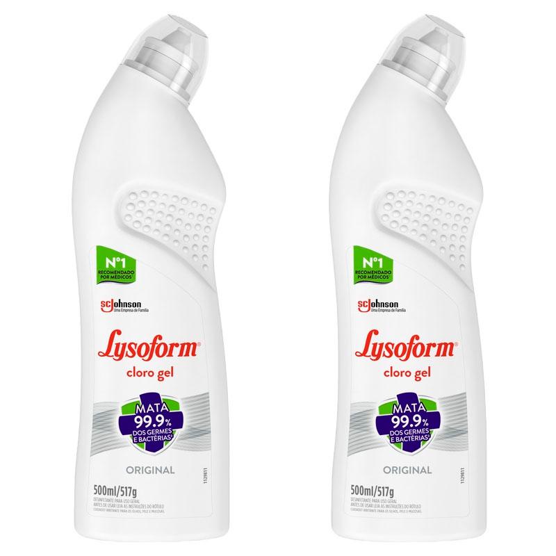 Kit 2 Desinfetante Lysoform Uso Geral Cloro em Gel Original 500ml Kit 2 Desinfetante Lysoform Uso Geral Cloro em Gel Original 500ml