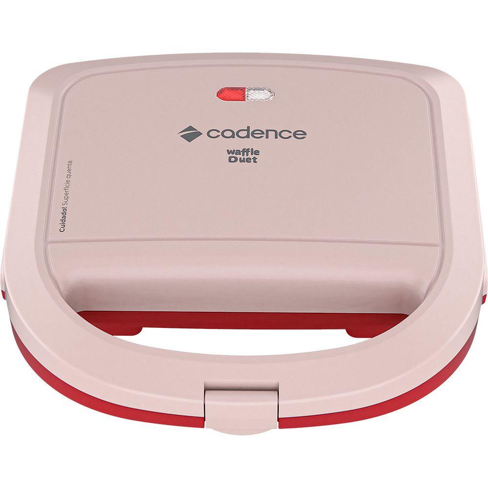 Máquina De Waffle Cadence WAF200 Duet Rosa Com Vermelho