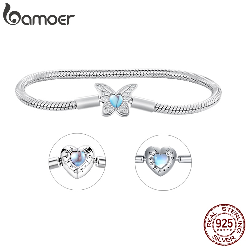Bamoer 925 Silver Moonstone Butterfly Pulseira Básica 3 Tipos Disponíveis Presentes De Moda De Jóias Bamoer 925 Silver Moonstone Butterfly Pulseira Básica 3 Tipos Disponíveis Presentes De Moda De Jóias