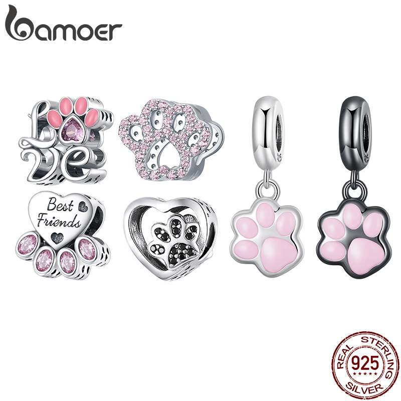 Bamoer Sterling Silver 925 Paw Hanging Bead of Cat and Dog Bijuteria Para Pulseira SCC2476-A Bamoer Sterling Silver 925 Paw Hanging Bead of Cat and Dog Bijuteria Para Pulseira SCC2476-A