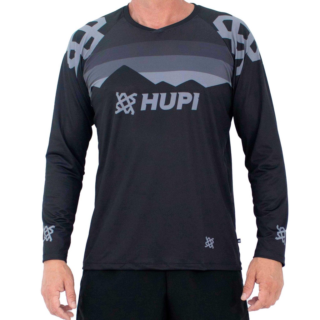 Camisa Esportiva Manga Longa HUPI New Shadow All Black Unissex Camisa Esportiva Manga Longa HUPI New Shadow All Black Unissex