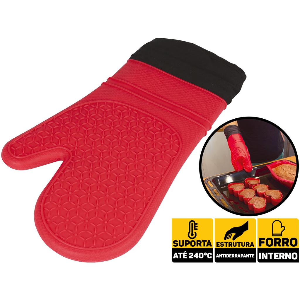 Luva Térmica De Silicone Forrada Forno Fogão Panela Cozinha Mor 008538 Luva Térmica De Silicone Forrada Forno Fogão Panela Cozinha Mor 008538