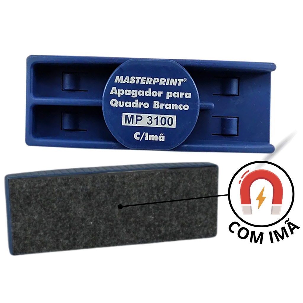 Apagador Para Quadro Branco Magnético MP3100 Com Depósito Para Marcadores – MASTERPRINT Apagador Para Quadro Branco Magnético MP3100 Com Depósito Para Marcadores – MASTERPRINT