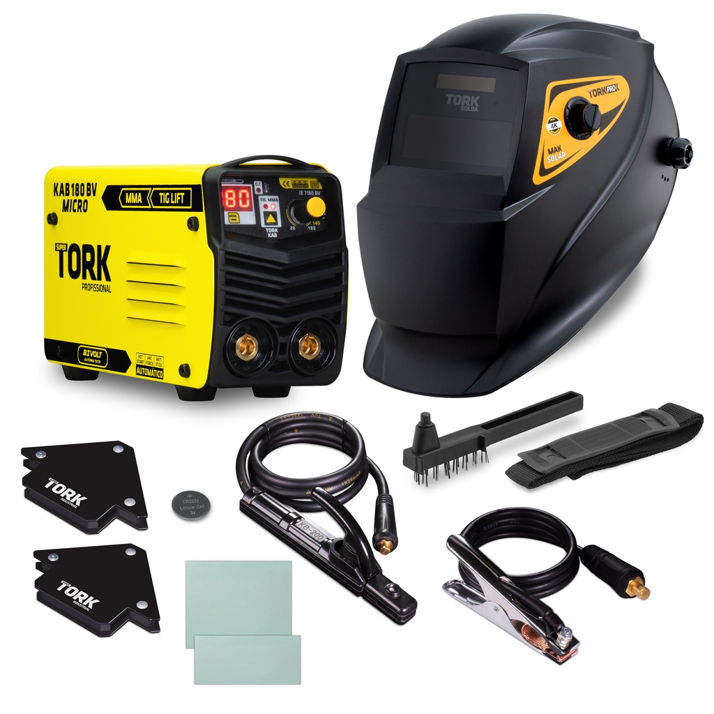 Inversor Solda 180A Bivolt Funilaria MMA Tig Mascara Tork Inversor Solda 180A Bivolt Funilaria MMA Tig Mascara Tork