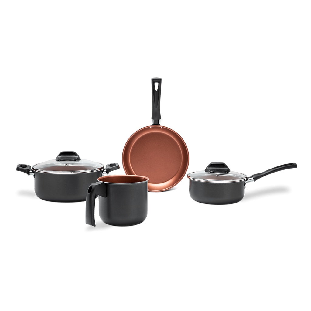 Jogo de Panelas Antiaderente Brinox Topázio 4 Peças Cinza Jogo de Panelas Antiaderente Brinox Topázio 4 Peças Cinza