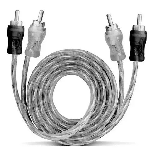 Cabo RCA 1 Metro Injetado Plug Metal 5mm Preto/Prata Svart Som Automotivo Stereo-Dupla Blindagem Cabo RCA 1 Metro Injetado Plug Metal 5mm Preto/Prata Svart Som Automotivo Stereo-Dupla Blindagem