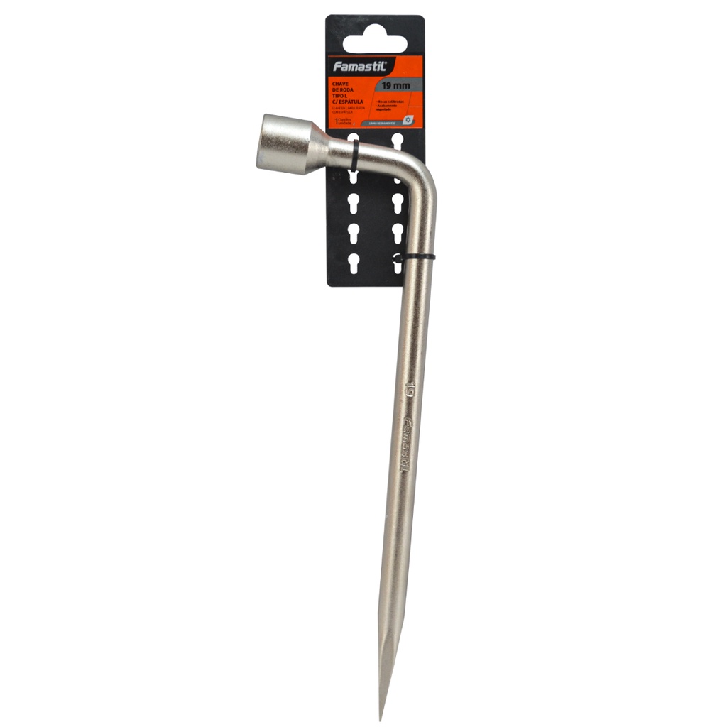 Chave de Roda Tipo L com Espátula 19mm Foxlux Famastil – Aço Carbono Chave de Roda Tipo L com Espátula 19mm Foxlux Famastil – Aço Carbono