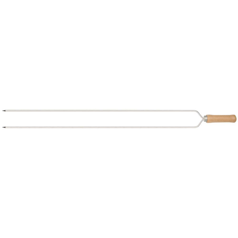 Espeto Duplo 85cm Mor Churrasco Aço Cromado Cabo Madeira Espeto Duplo 85cm Mor Churrasco Aço Cromado Cabo Madeira