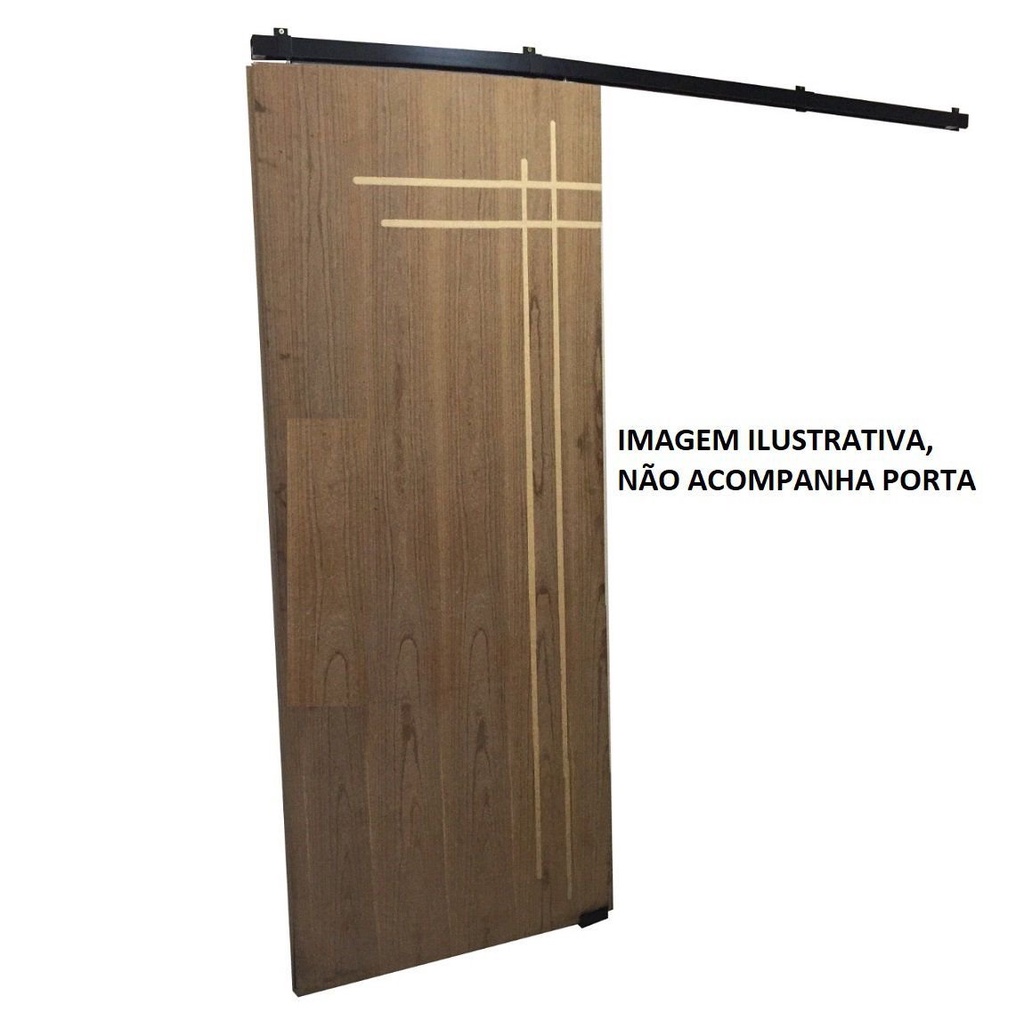 Kit p/ Porta Correr Trilho Alumínio 35×35 1,20m Preto