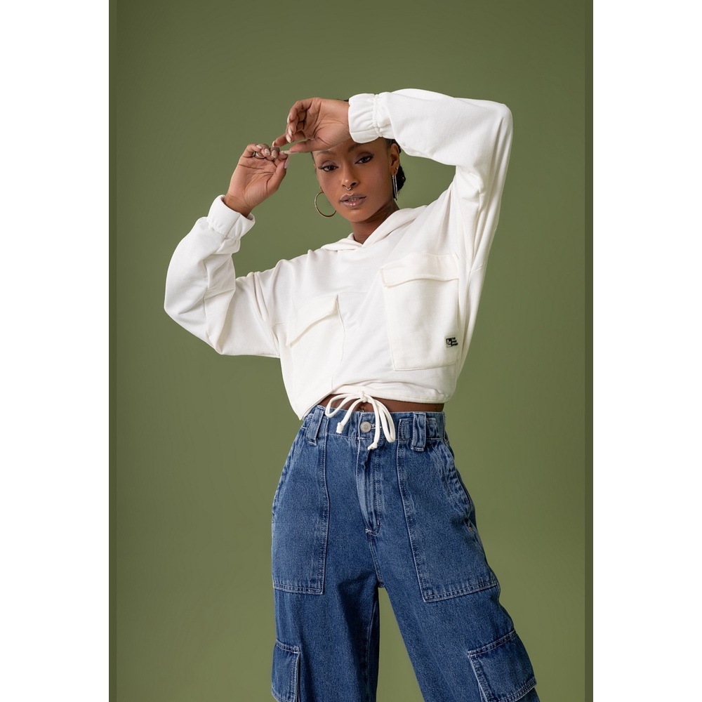 Blusão Cropped em Moletom sem Felpa Feminino Adulto The Philippines Blusão Cropped em Moletom sem Felpa Feminino Adulto The Philippines