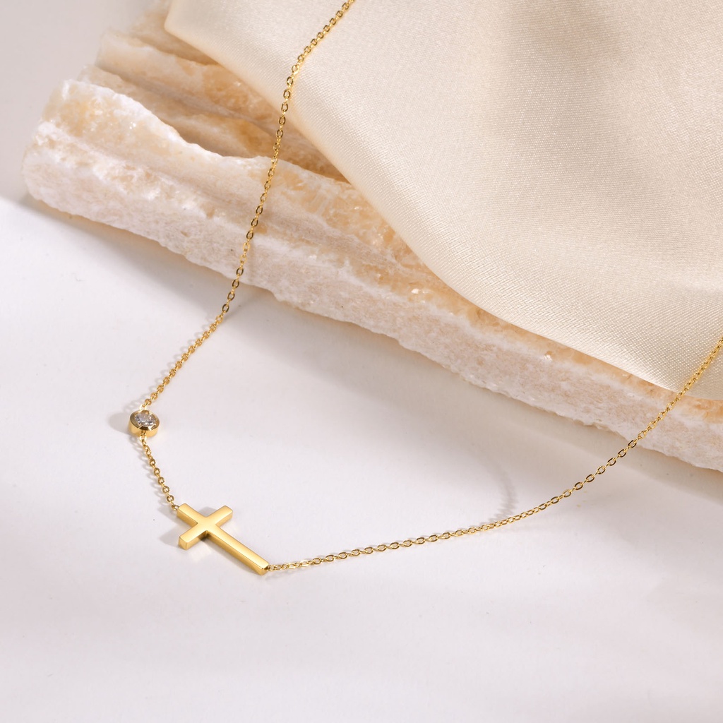 Vnox Zirconia Colar De Zircônia Cruz Cúbica Para Mulheres , Ouro 18K Jóias De Fé De Oração Em Aço Inoxidável Vnox Zirconia Colar De Zircônia Cruz Cúbica Para Mulheres , Ouro 18K Jóias De Fé De Oração Em Aço Inoxidável