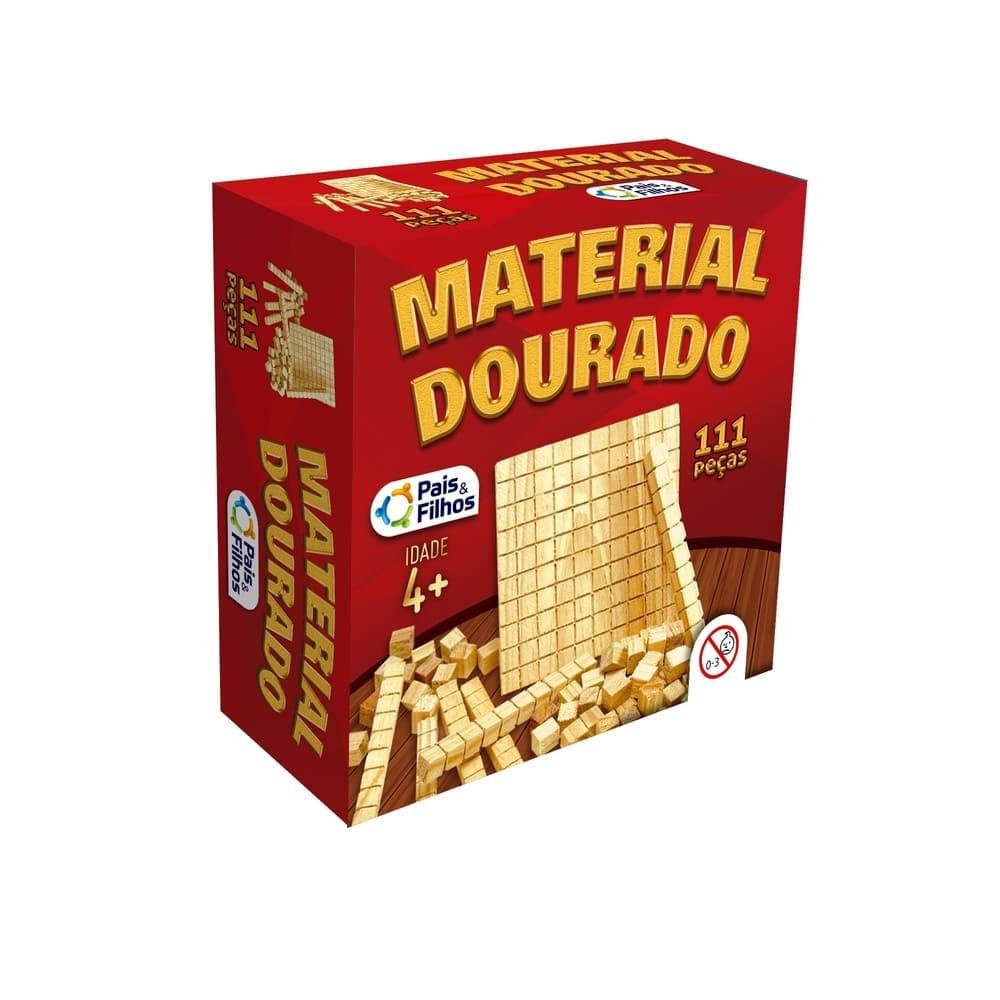 Material Dourado com 111 Peças Madeira – Pais e Filhos Material Dourado com 111 Peças Madeira – Pais e Filhos