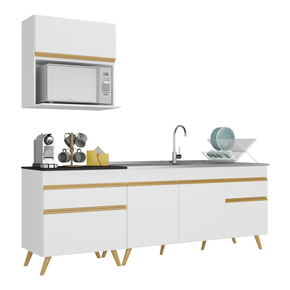 Cozinha Compacta Veneza GW Multimóveis MP2075 com Armário e Balcão Branca Cozinha Compacta Veneza GW Multimóveis MP2075 com Armário e Balcão Branca