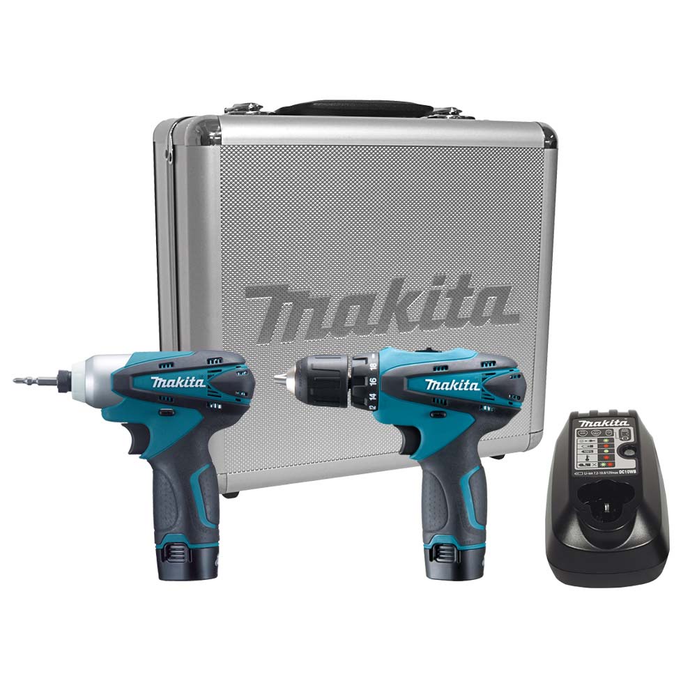 Combo Kit com Parafusadeira e Furadeira de Impacto Makita a Bateria com Maleta de Aluminio LCT204 Combo Kit com Parafusadeira e Furadeira de Impacto Makita a Bateria com Maleta de Aluminio LCT204