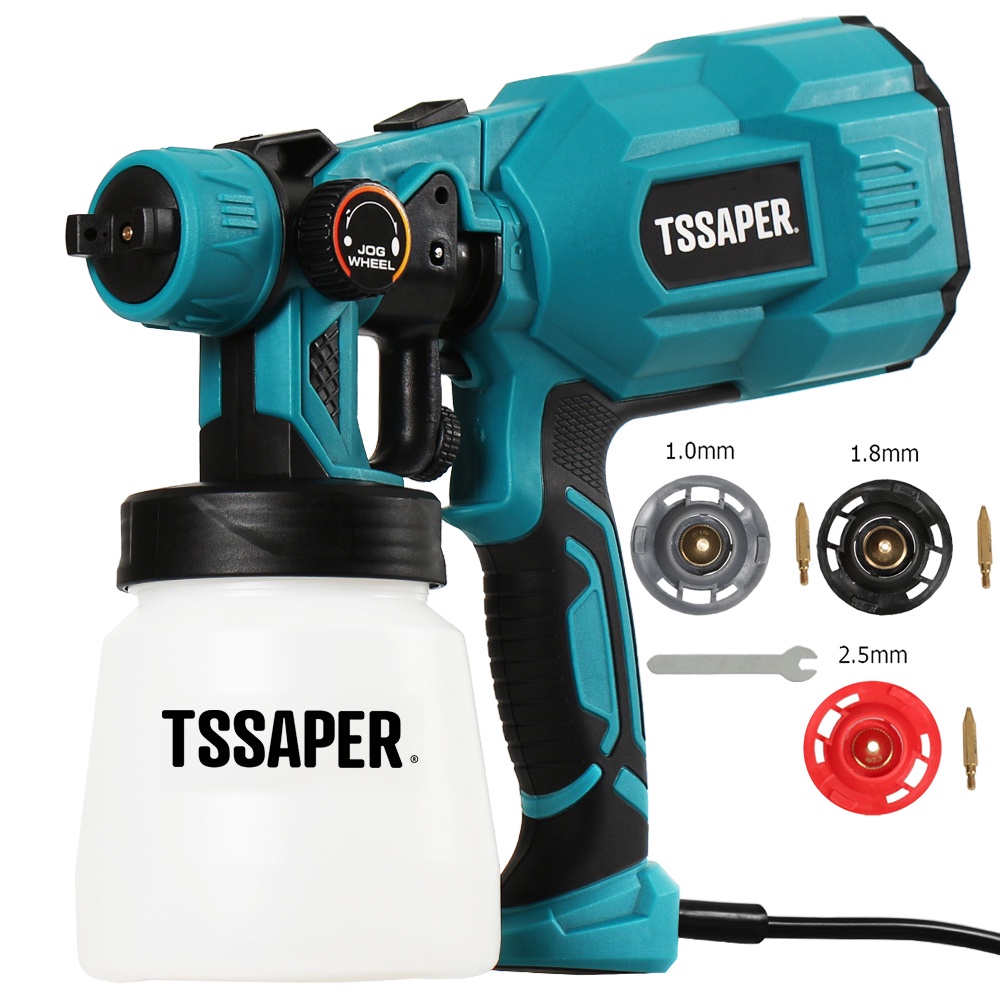 Pistola De Pintura Elétrica E Pulverizador HVLP 550w com 3 bicos de cobre Tssaper Pistola De Pintura Elétrica E Pulverizador HVLP 550w com 3 bicos de cobre Tssaper