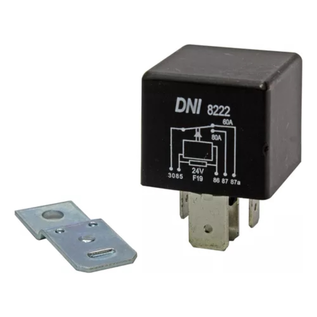 Relé Auxiliar Automotiva Universal Reversor 5 Terminais 40/10A – 24V Com Suporte Corrente DNI0240 Relé Auxiliar Automotiva Universal Reversor 5 Terminais 40/10A – 24V Com Suporte Corrente DNI0240
