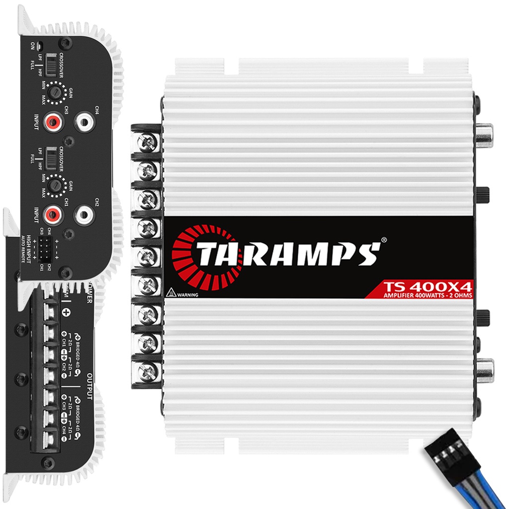 Módulo Amplificador Automotivo TS 400 X 4 Canais COM ENTRADA FIO 400 Watts RMS 2 Ohms – Taramps Módulo Amplificador Automotivo TS 400 X 4 Canais COM ENTRADA FIO 400 Watts RMS 2 Ohms – Taramps