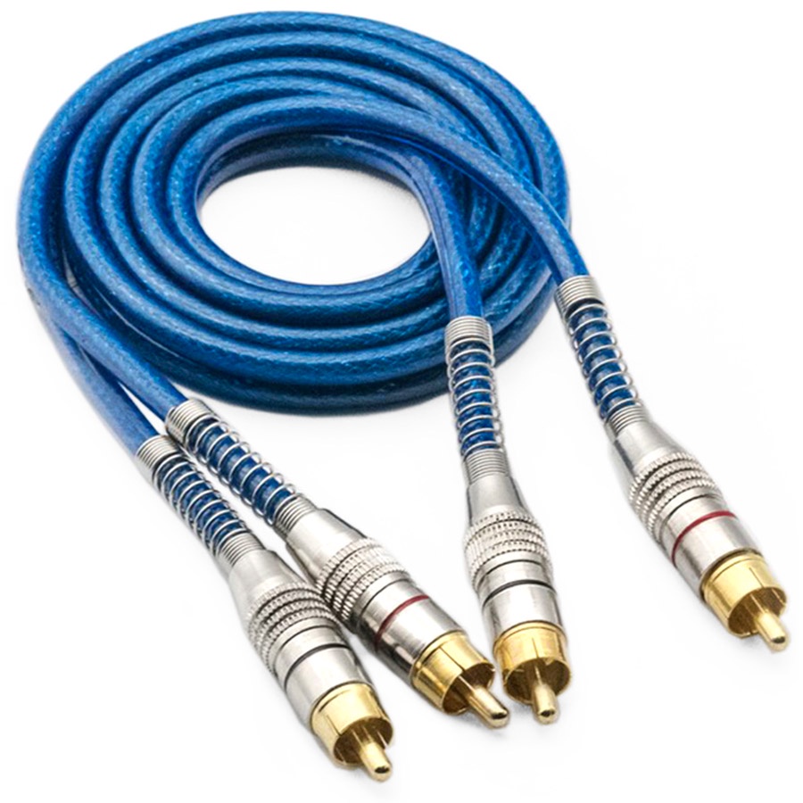 Cabo RCA 1 Metro Dupla Blindagem 5mm Plug Metal Azul Cabo RCA 1 Metro Dupla Blindagem 5mm Plug Metal Azul