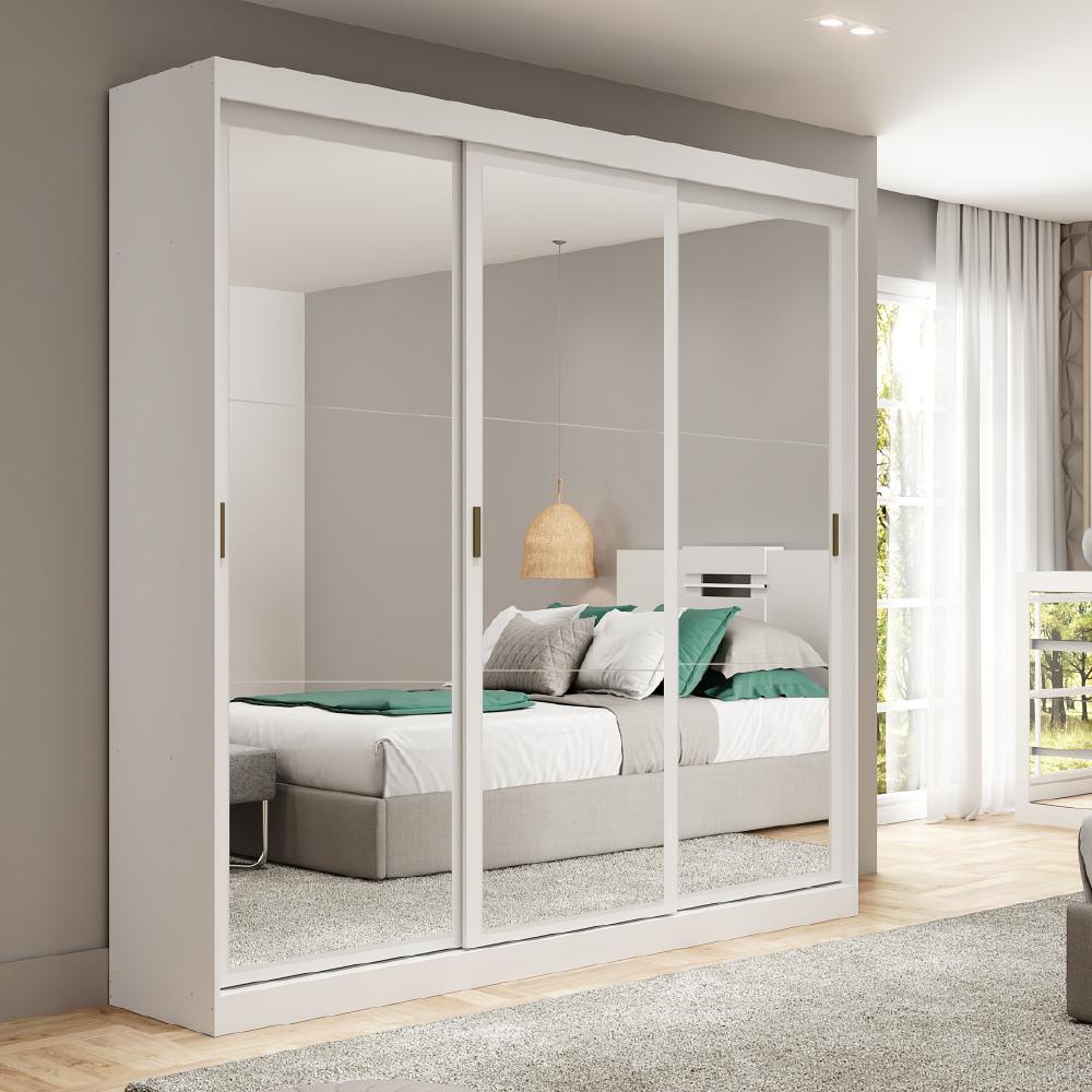 Guarda Roupa Casal 3 Portas 4 Gav Espelho Branco Carraro 1144 Guarda Roupa Casal 3 Portas 4 Gav Espelho Branco Carraro 1144