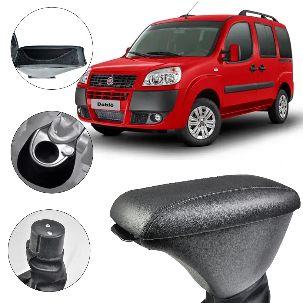 Apoio De Braço Encosto Doblo 2003/2016 Couro Preto Apoio De Braço Encosto Doblo 2003/2016 Couro Preto
