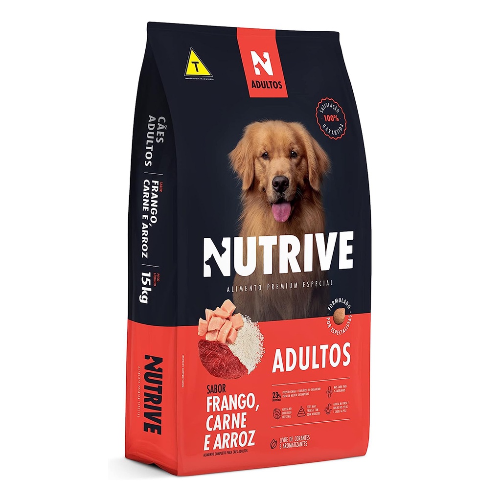 Ração Cães Nutrive Adulto Frango e Carne e Arroz 15kg Ração Cães Nutrive Adulto Frango e Carne e Arroz 15kg