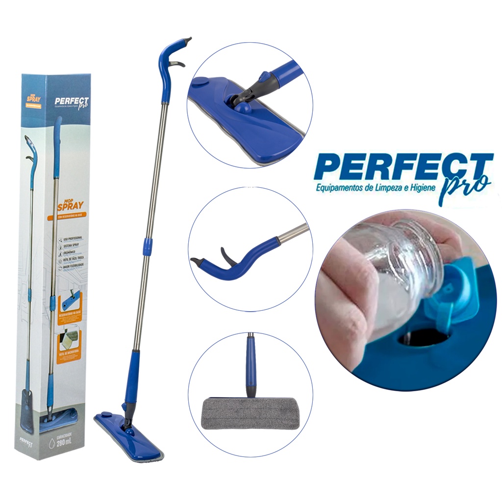 Mop Spray Reservatório na Base – Perfect Pro, Perfect, Azul Mop Spray Reservatório na Base – Perfect Pro, Perfect, Azul