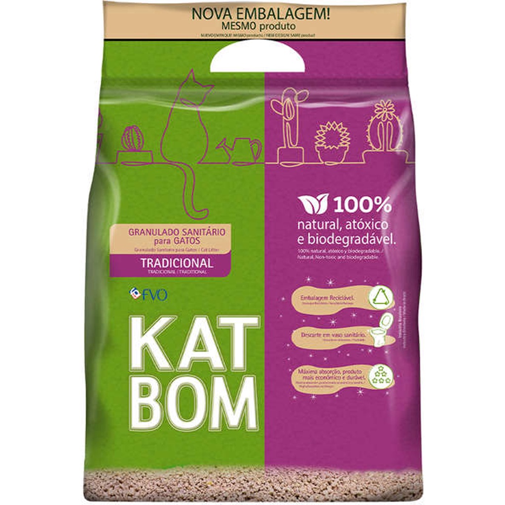 Katbom Tradicional Granulado Sanitário para Gatos – 3 Kg Katbom Tradicional Granulado Sanitário para Gatos – 3 Kg