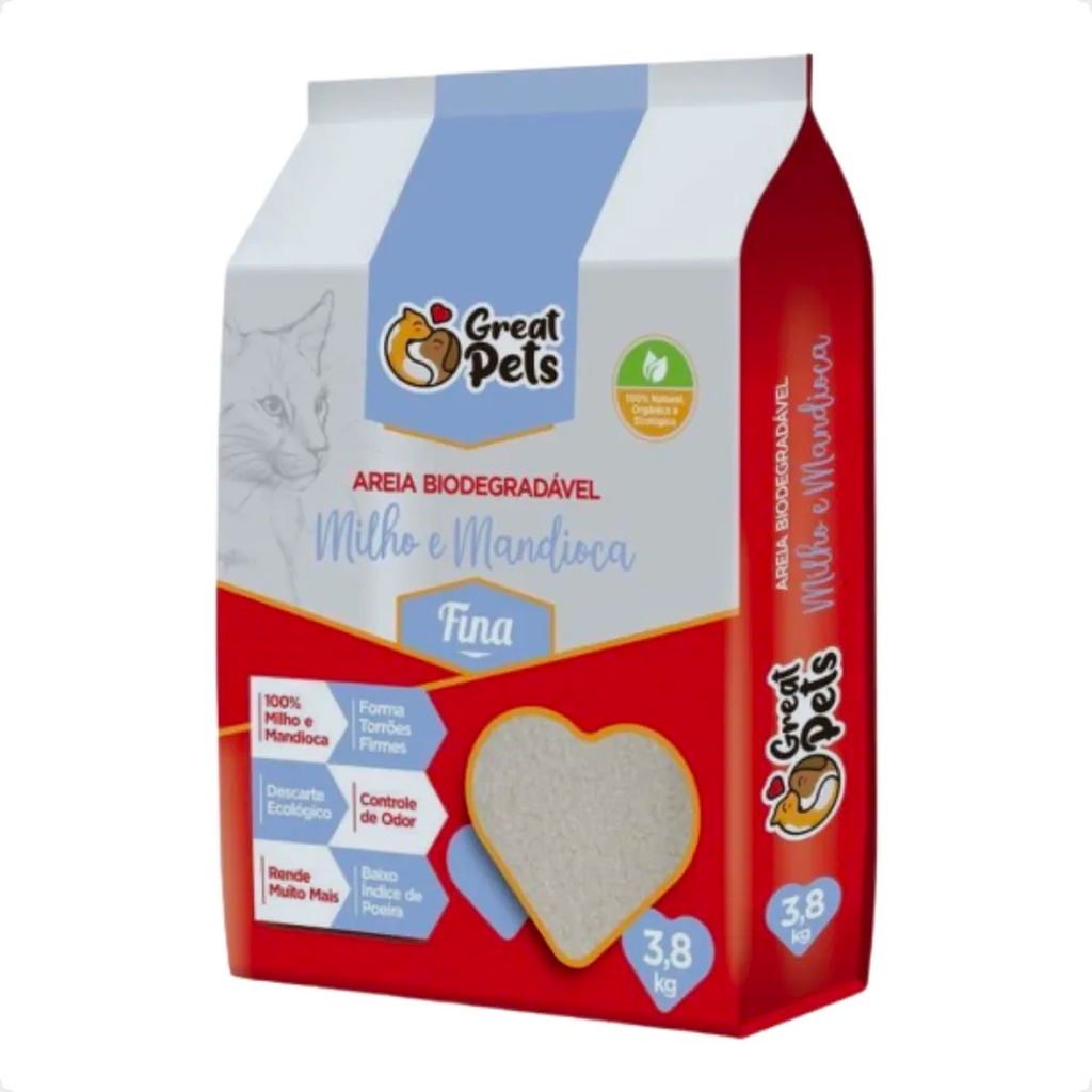 Areia Biodegradável Fina 3,8 Kg para Gatos – Great Pets Areia Biodegradável Fina 3,8 Kg para Gatos – Great Pets