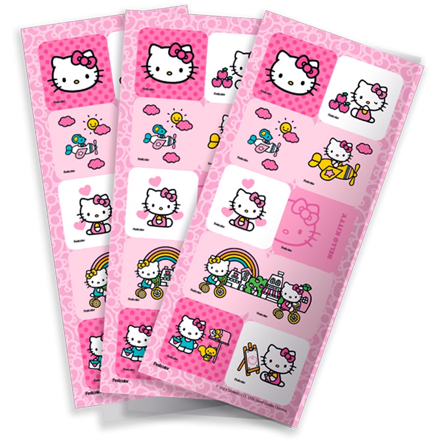 Adesivo Quadrado – Hello Kitty Rosa – 30 unidades – Festcolor – Rizzo